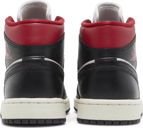 Nike Womens Air Jordan 1 Mid Sneakers - 'Black Sail Gym Red'