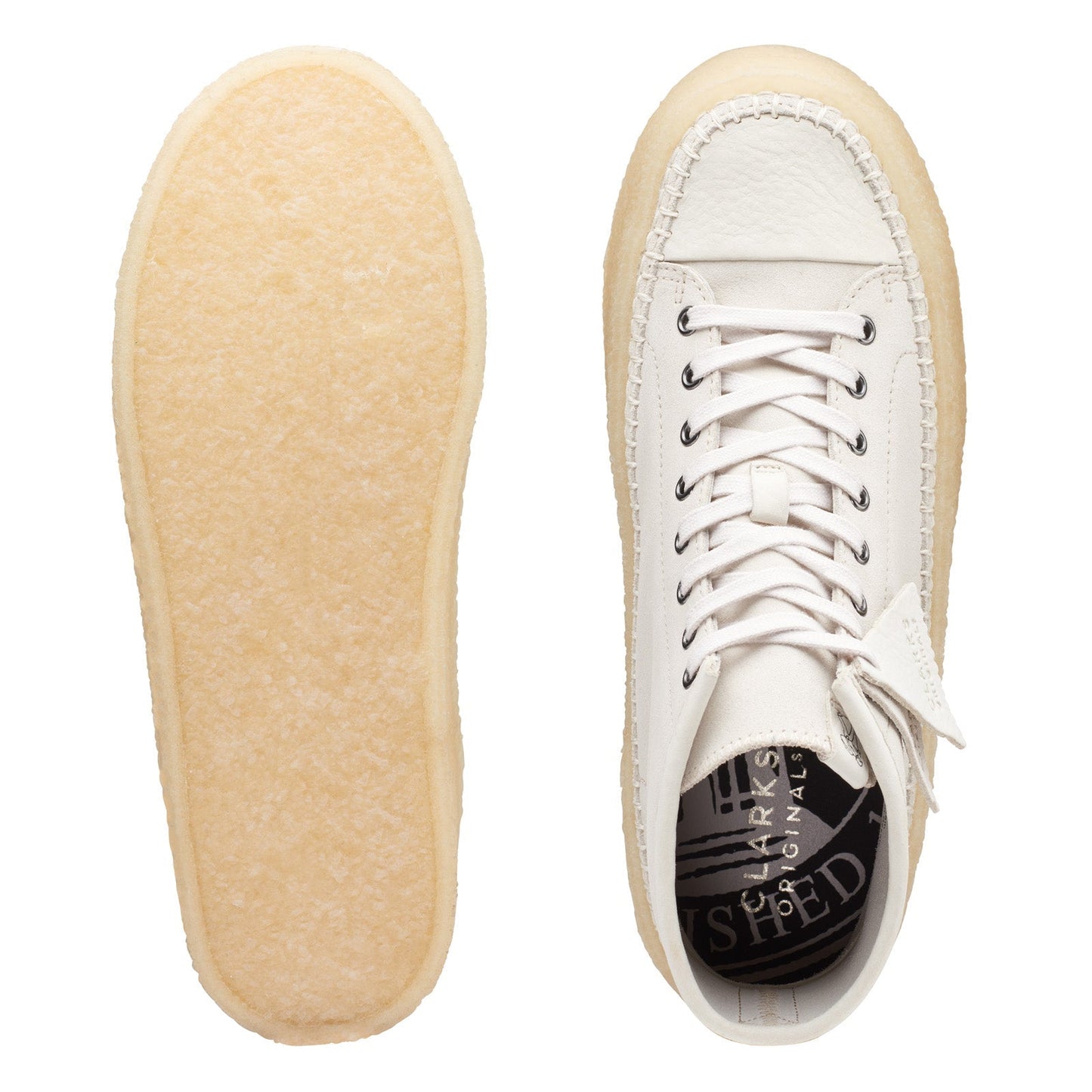 Clarks Caravan Mid 26167698 Mens White Suede Lifestyle Sneakers Shoes