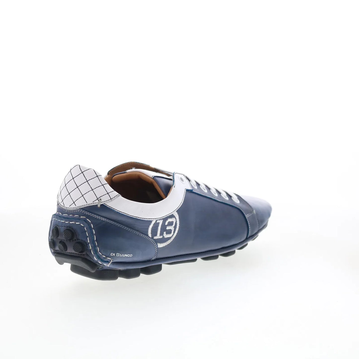 Di Bianco Monza Mens Blue Leather Lace Up Lifestyle Sneakers Shoes