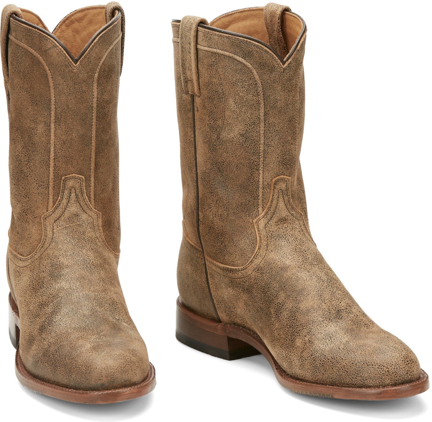 Tony Lama Monterey Round Toe Goat Mens Brown Wide Cowboy Western Boots