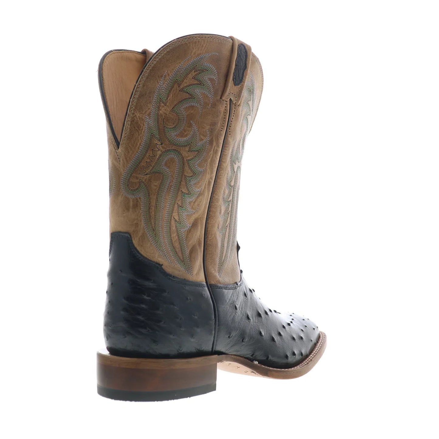 Tony Lama Full Quill Ostrich Made In USA Mens Black Wide Western Boots