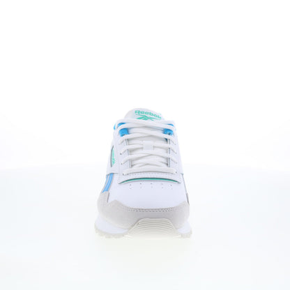 Reebok Glide Womens White Leather Lace Up Lifestyle Sneakers Shoes
