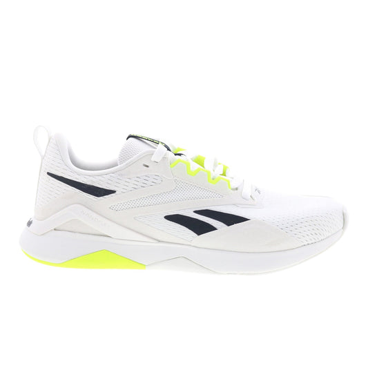 Reebok Nanoflex TR 2 Mens White Mesh Lace Up Athletic Cross Training Shoes