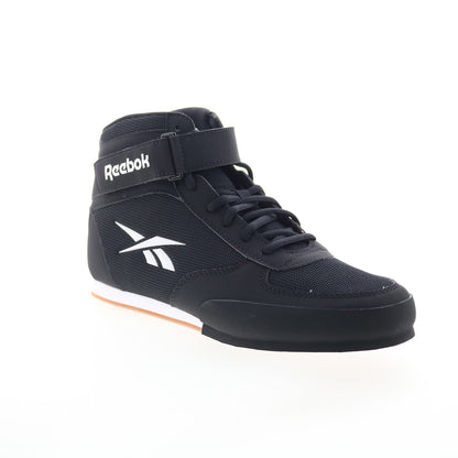 Reebok Boxing Mid Mens Black Synthetic Lace Up Athletic Boxing Shoes