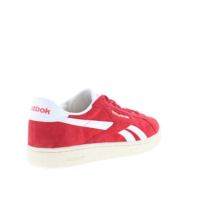 Reebok Club C Grounds UK Mens Red Suede Lace Up Lifestyle Sneakers Shoes