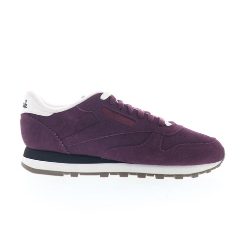Reebok Classic Leather Mens Purple Suede Lace Up Lifestyle Sneakers Shoes