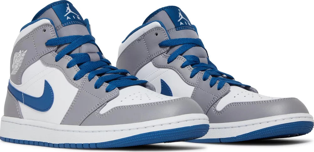 Nike Mens Air Jordan 1 Mid Sneakers - 'Cement True Blue'