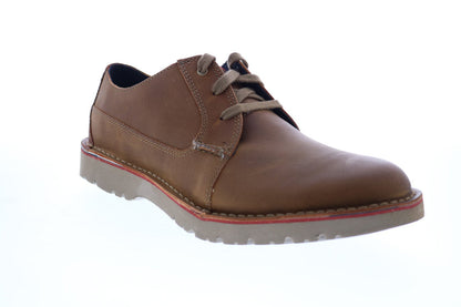 Clarks Vargo Plain 26136676 Mens Brown Leather Oxfords & Lace Ups Plain Toe Shoes