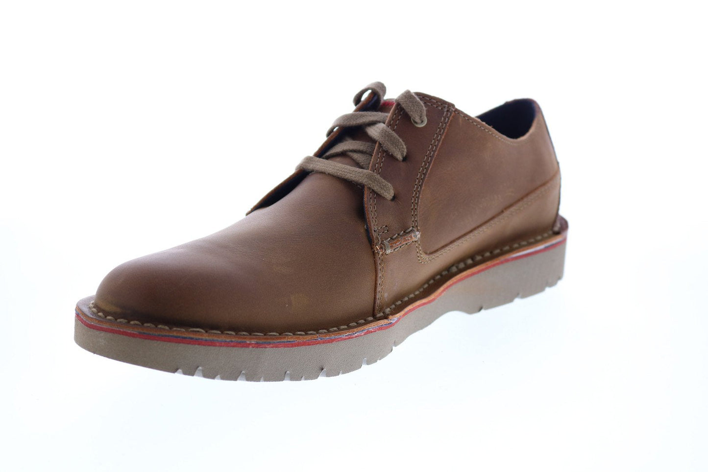 Clarks Vargo Plain 26136676 Mens Brown Leather Oxfords & Lace Ups Plain Toe Shoes