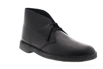 Clarks Desert Boot 26144225 Mens Black Leather Lace Up Chukkas Boots