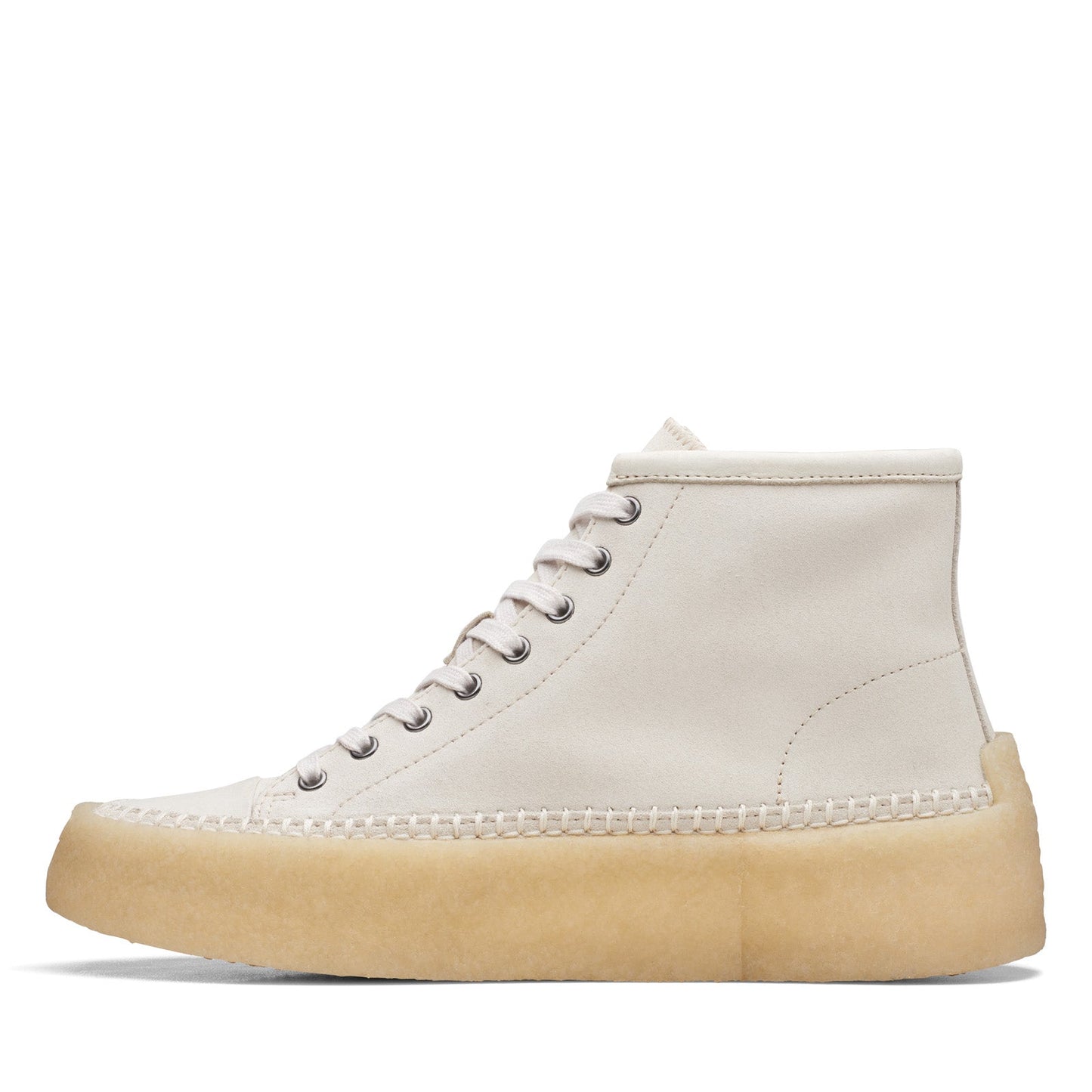 Clarks Caravan Mid 26167698 Mens White Suede Lifestyle Sneakers Shoes