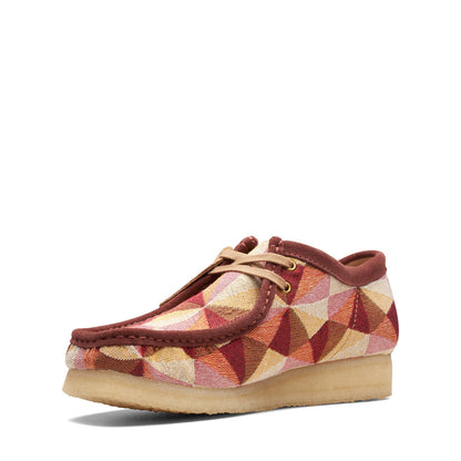 Clarks Wallabee 26172248 Mens Red Canvas Oxfords & Lace Ups Casual Shoes