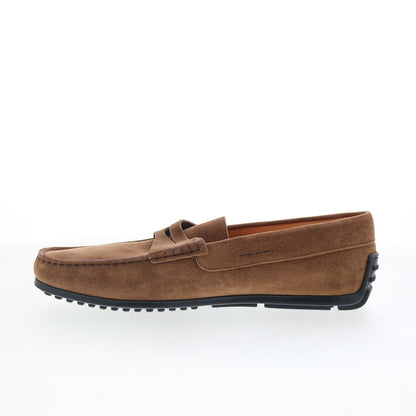 Zelli Italia Monza Sueded Calfskin Mens Brown Loafers Penny Shoes
