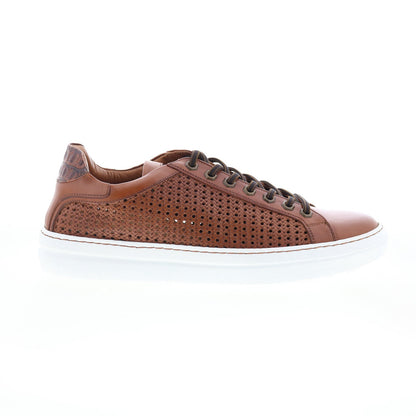 Zelli Italia Vento Calfskin Embossed Crocodile Mens Brown Sneakers Shoes