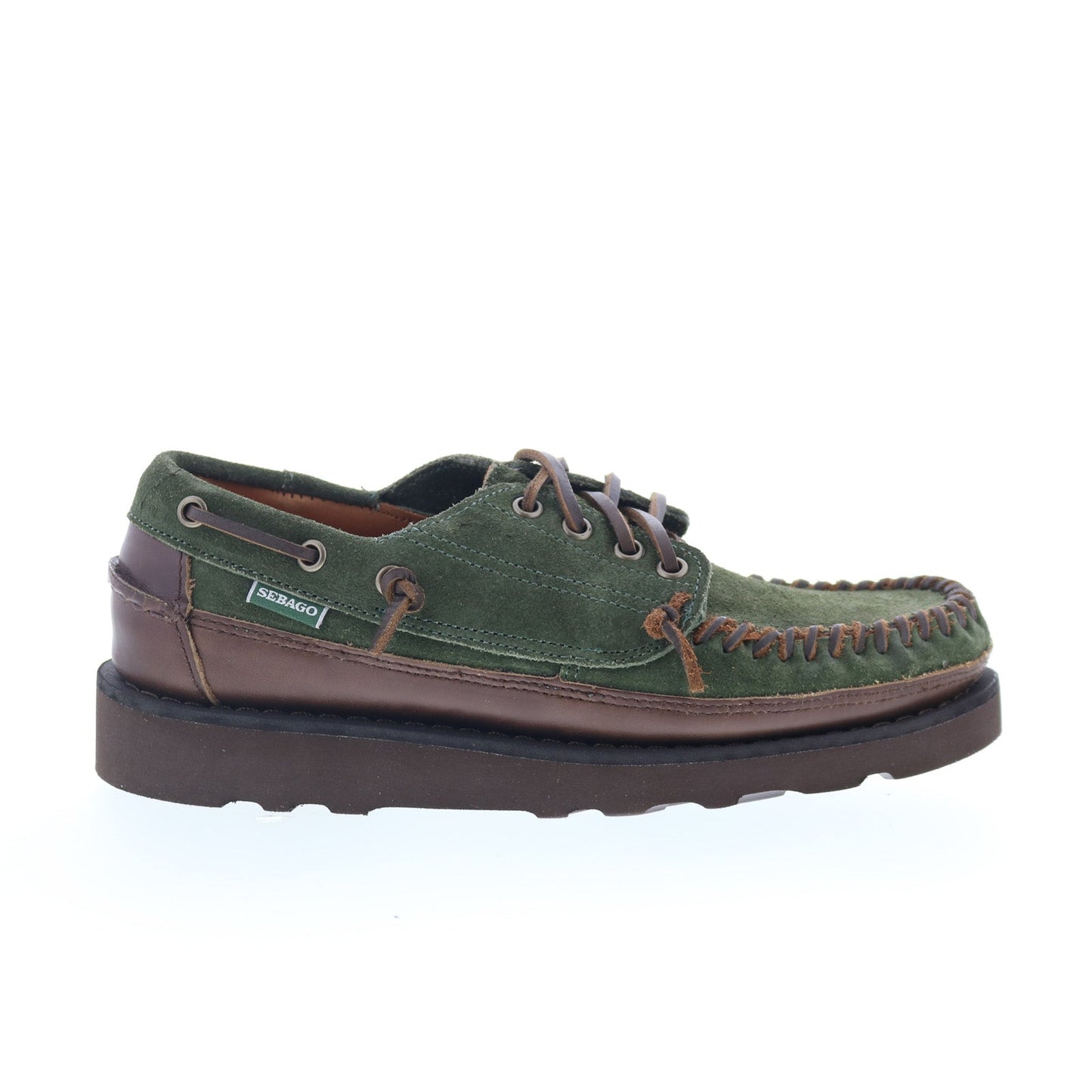 Sebago Keuka Lea Canoe Moc Mens Green Suede Loafers & Slip Ons Boat Shoes