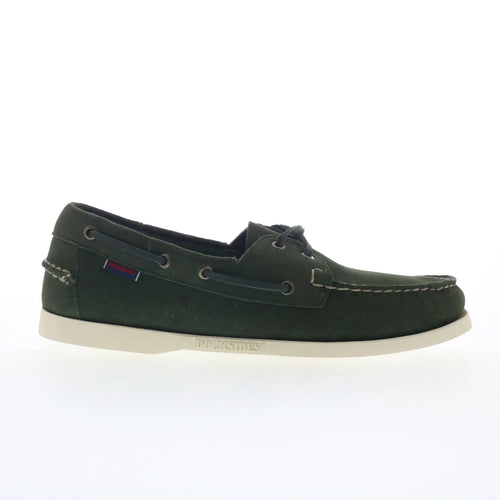 Sebago Portland Flesh Out Mens Green Suede Loafers & Slip Ons Boat Shoes