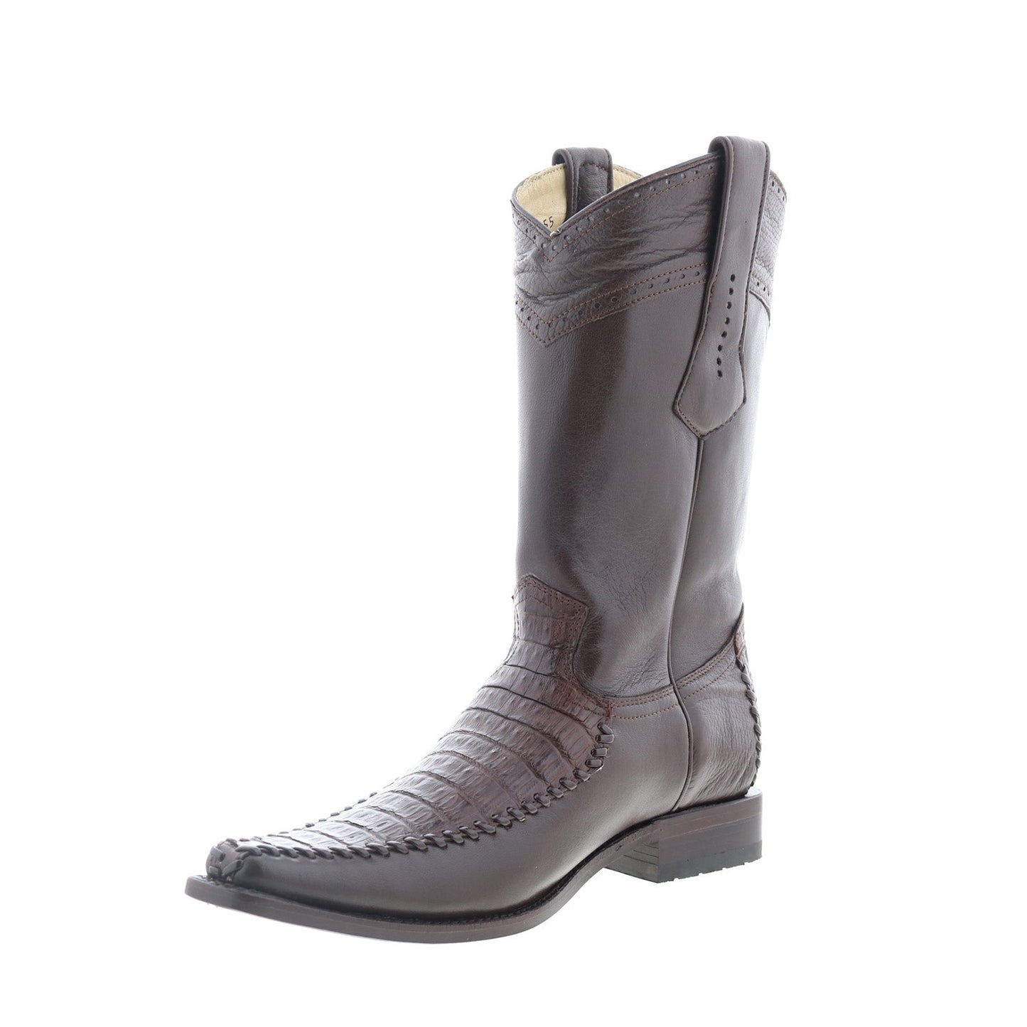 Los Altos European Square Toe Caiman Belly Mens Brown Wide Cowboy Western Boots