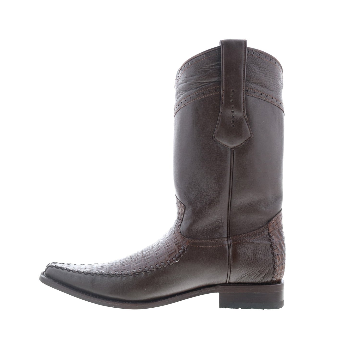 Los Altos European Square Toe Caiman Belly Mens Brown Wide Cowboy Western Boots