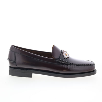 Sebago Classic Dan Eyes HTC LA Mens Brown Wide Leather Loafers Penny Shoes