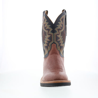 Justin Boots Pascoe Smooth Ostrich Made In USA Mens Black Wide Western Boots