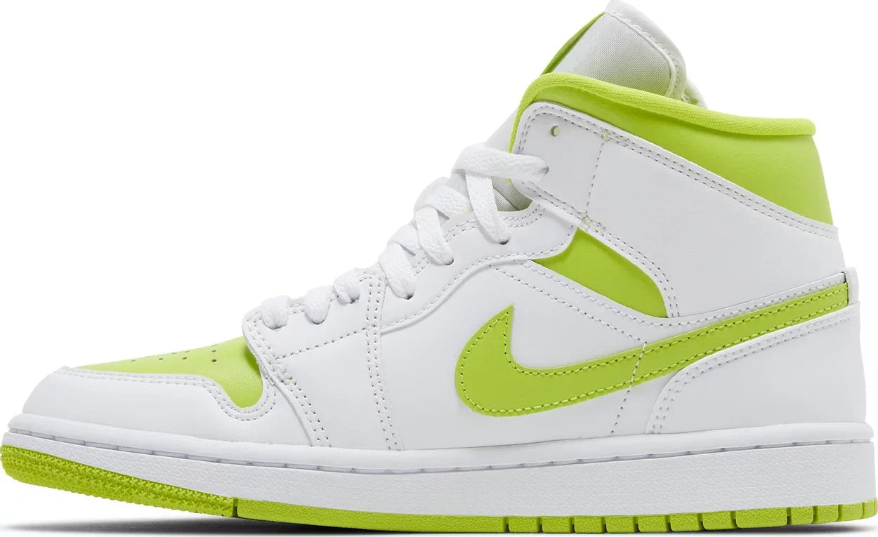 Nike Womens Air Jordan 1 Mid Sneakers - 'White Lime'