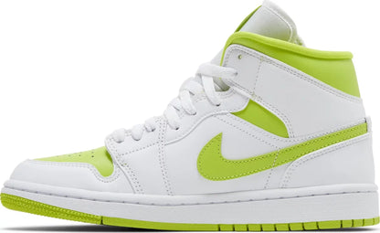 Nike Womens Air Jordan 1 Mid Sneakers - 'White Lime'