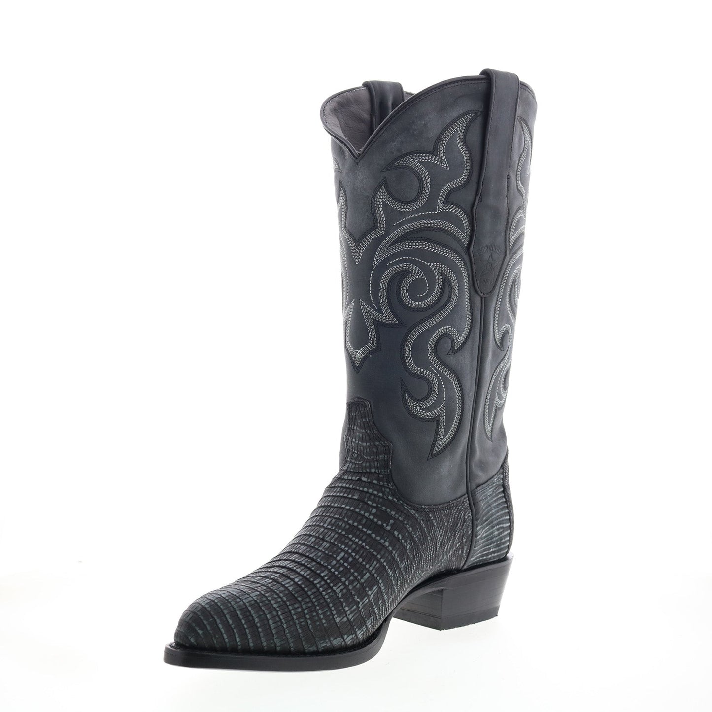 Los Altos J-Toe Teju Lizard Exotic Leather Mens Black Wide Cowboy Western Boots