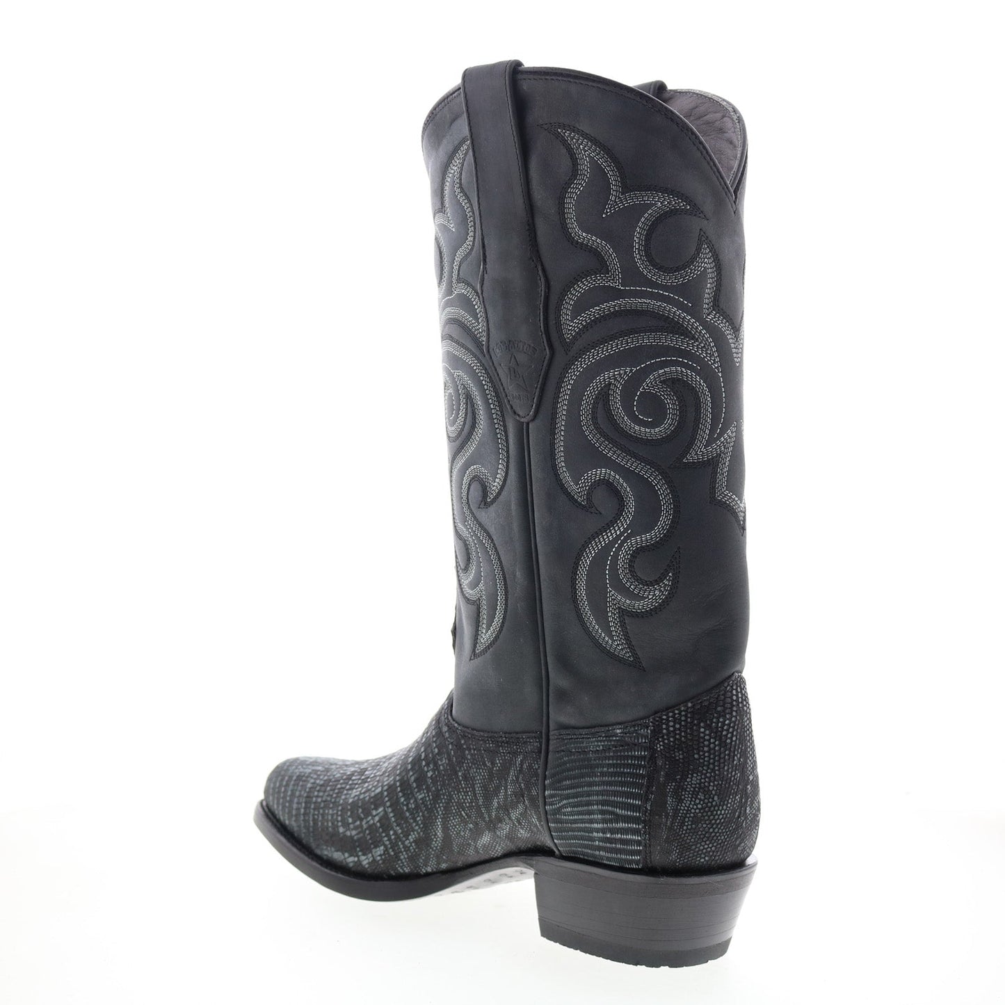 Los Altos J-Toe Teju Lizard Exotic Leather Mens Black Wide Cowboy Western Boots