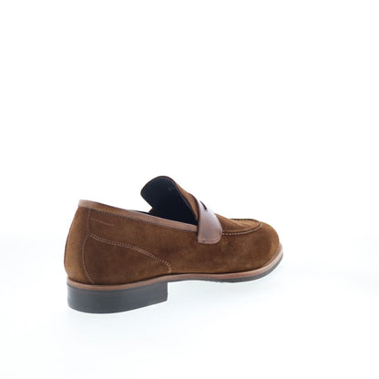 Di Bianco Brera Mens Brown Suede Slip On Loafers & Slip Ons Penny Shoes