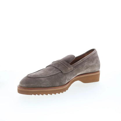 Di Bianco Brera Mens Brown Suede Slip On Loafers & Slip Ons Penny Shoes