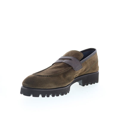 Di Bianco Brera Mens Brown Suede Slip On Loafers & Slip Ons Penny Shoes