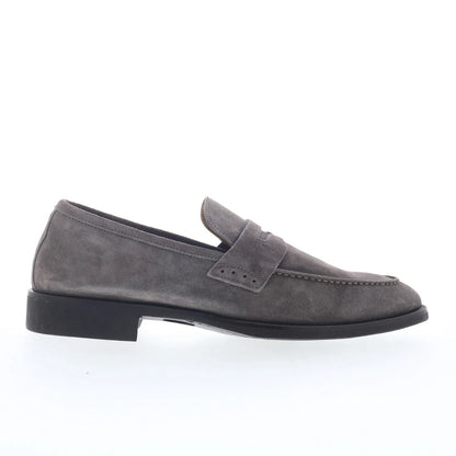 Di Bianco Velour BRERA Mens Gray Suede Loafers & Slip Ons Penny Shoes