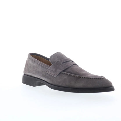 Di Bianco Velour BRERA Mens Gray Suede Loafers & Slip Ons Penny Shoes