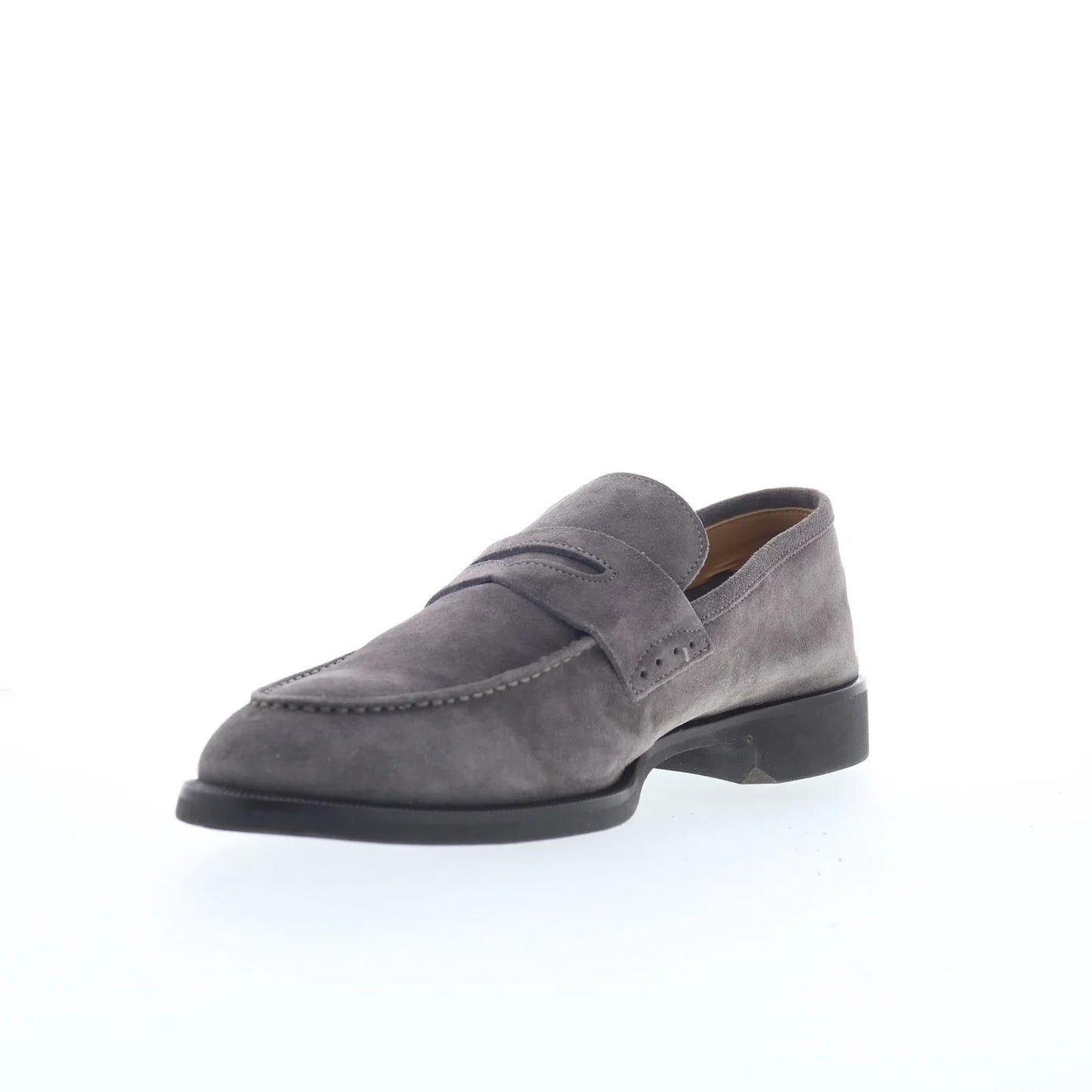 Di Bianco Velour BRERA Mens Gray Suede Loafers & Slip Ons Penny Shoes