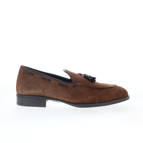 Di Bianco Cercola Mens Brown Suede Slip On Loafers & Slip Ons Casual Shoes