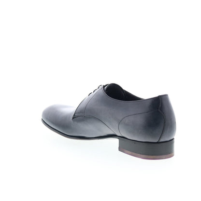 Di Bianco Circles Buttom Mens Black Leather Oxfords & Lace Ups Casual Shoes