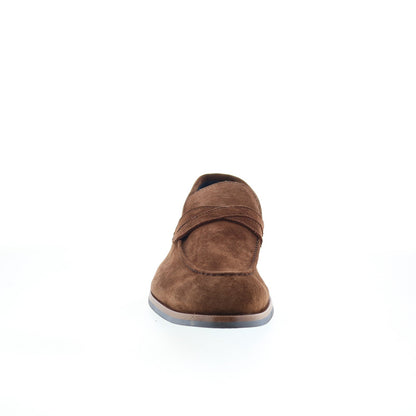 Di Bianco Firenze Mens Brown Suede Slip On Loafers & Slip Ons Penny Shoes