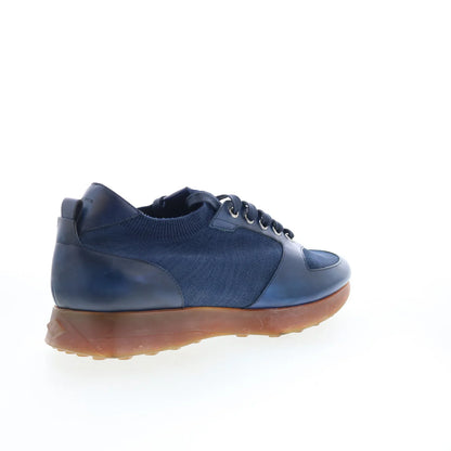 Di Bianco Forza Mens Blue Leather Lace Up Lifestyle Sneakers Shoes