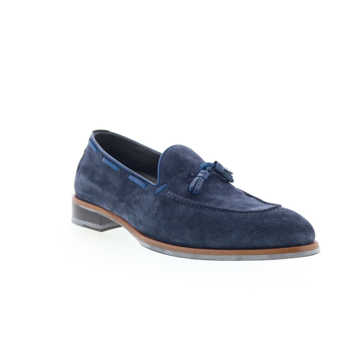 Di Bianco Napoli Mens Blue Suede Slip On Loafers & Slip Ons Casual Shoes