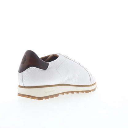 Di Bianco SB307 Mens White Leather Lace Up Lifestyle Sneakers Shoes