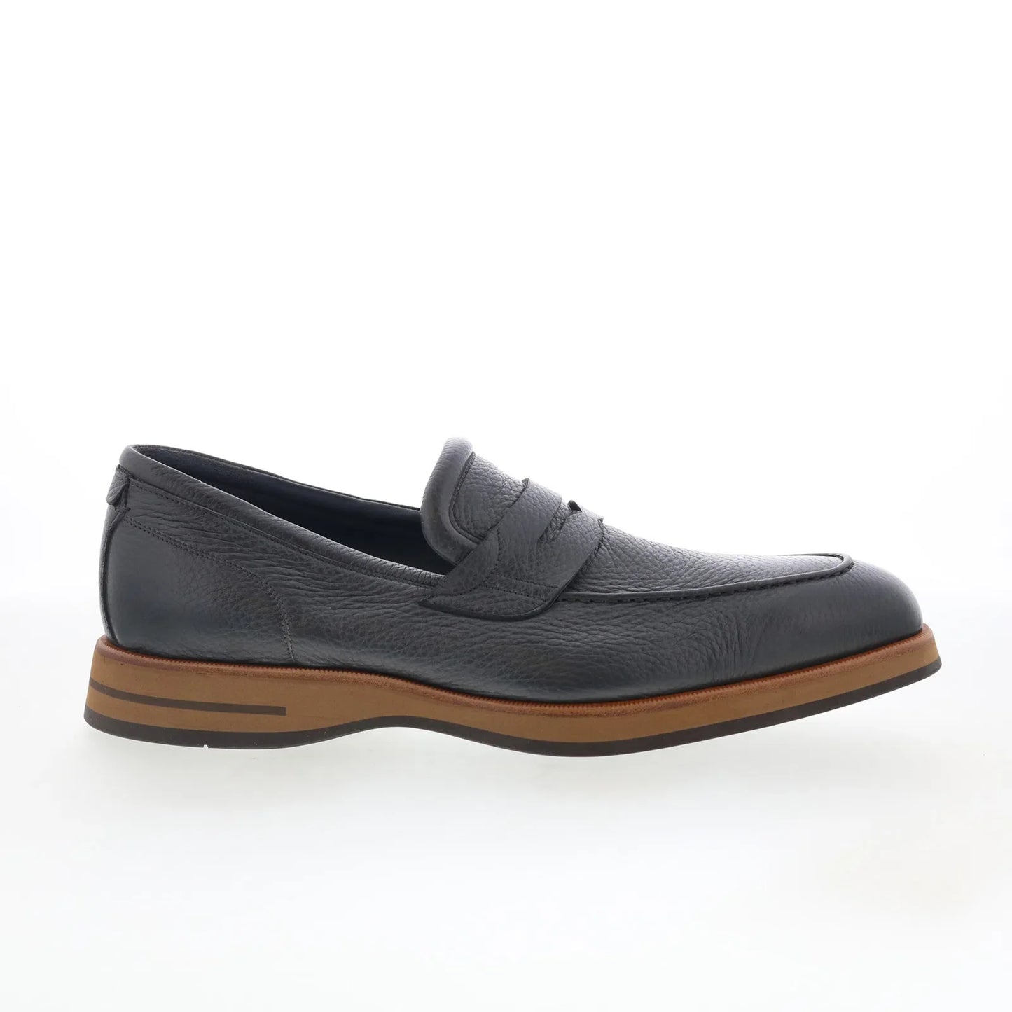 Di Bianco SBP889 Mens Black Leather Slip On Loafers & Slip Ons Penny Shoes