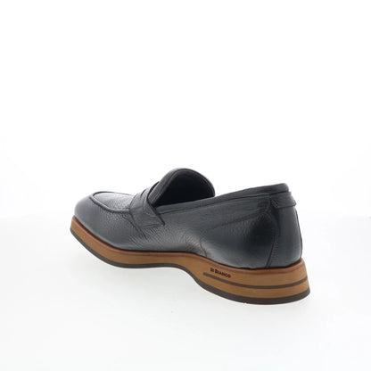 Di Bianco SBP889 Mens Black Leather Slip On Loafers & Slip Ons Penny Shoes