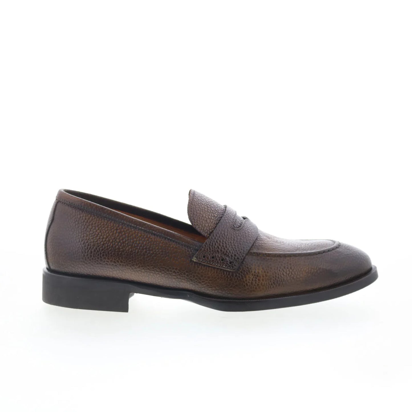 Di Bianco SC524 Mens Brown Leather Slip On Loafers & Slip Ons Penny Shoes