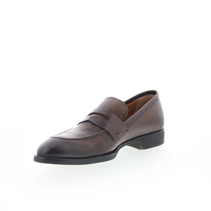 Di Bianco SC524 Mens Brown Leather Slip On Loafers & Slip Ons Penny Shoes