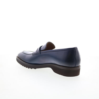 Pastori by Di Bianco Titus Mens Blue Leather Loafers & Slip Ons Penny Shoes