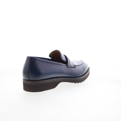 Pastori by Di Bianco Titus Mens Blue Leather Loafers & Slip Ons Penny Shoes