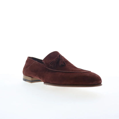Di Bianco Trani Mens Burgundy Suede Loafers & Slip Ons Casual Shoes