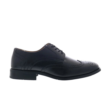 La Milano A590 Mens Black Leather Oxfords & Lace Ups Wingtip & Brogue Shoes