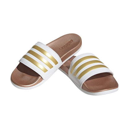 Adilette Comfort Women's Slides :Cloud White | Matte Gold