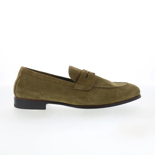 Di Bianco Arese Mens Green Suede Slip On Loafers & Slip Ons Penny Shoes